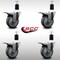 Service Caster 4'' SS Gray Poly Swivel 1-1/2'' Expanding Stem Caster Set Total Lock Brake, 4PK SCC-SSEXTTL20S414-PPUB-112-4 - alternate 2